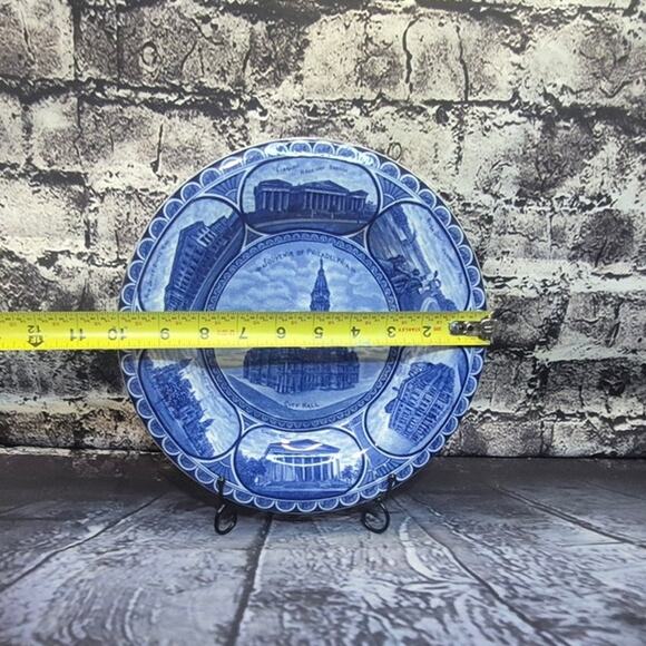 Antique Historical Philadelphia Souvenir Blue Plate by Howland & Marshellus Co - Picture 2 of 6